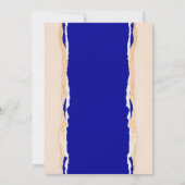 Modern Royal Blue en Roos Gold Wedding Kaart (Achterkant)