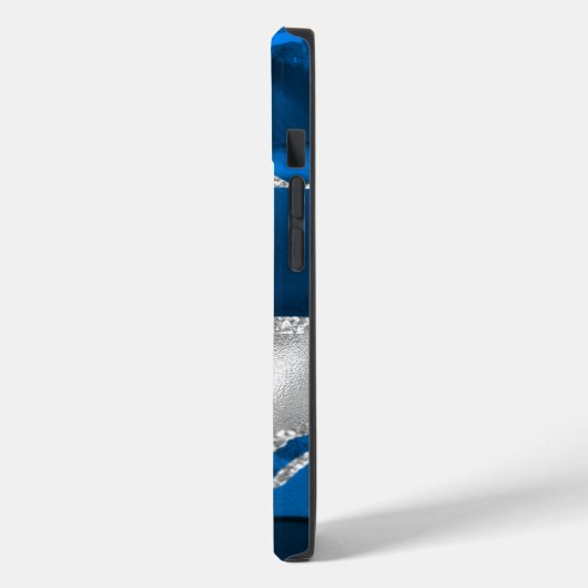 Modern Royal Blue en Silver Agaat Monogram Case-Mate iPhone Case (Achterkant / Links)