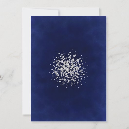 Modern Royal Blue en Silver Confetti Save The Date (Achterkant)