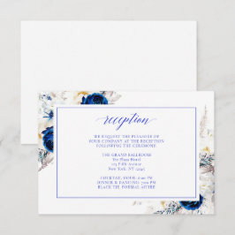 Modern Royal Blue Floral bruiloft receptie Kaart