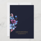 Modern Royal Blue Floral Save the Date Kaart (Achterkant)
