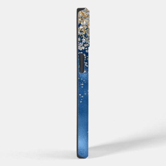 Modern Royal Blue Folie Gold Faux Glitter Monogram Case-Mate iPhone Case (Achterkant / Rechts)