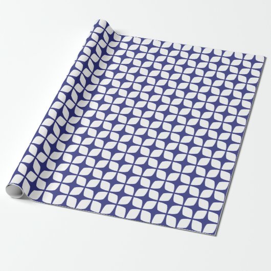 Modern Royal Blue Geometric Wrapping Paper Cadeaupapier (Uitgerold)