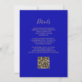 Modern Royal Blue Glitter QR Code Weddenschap Kaart (Achterkant)