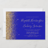 Modern Royal Blue Glitter Wedding Kaart (Voorkant)