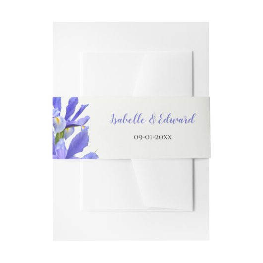 Modern Royal Blue Irisa Floral Bouquet Wedding Uitnodigingen Wikkel (Voorkant Voorbeeld)