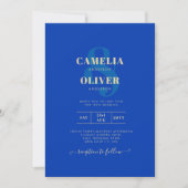 Modern Royal Blue Monochrome Wedding INVITE Kaart (Voorkant)