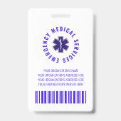 Modern Royal Blue Paramedic Foto ID Badge (Achterkant)