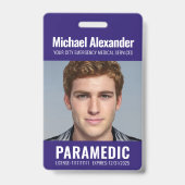 Modern Royal Blue Paramedic Foto ID Badge (Voorzijde)