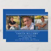 Modern Royal Blue Photo Collage Graduation Party Kaart (Voorkant / Achterkant)