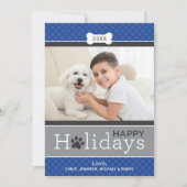Modern Royal Blue Puppy Dog Theme Prettige feestda Feestdagenkaart (Voorkant)