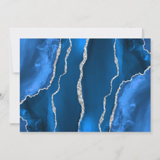 Modern Royal Blue Silver Agaat Save the Date Kaart (Achterkant)