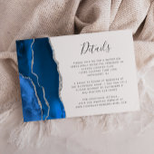 Modern Royal Blue Silver Agate Wedding Details Informatiekaartje