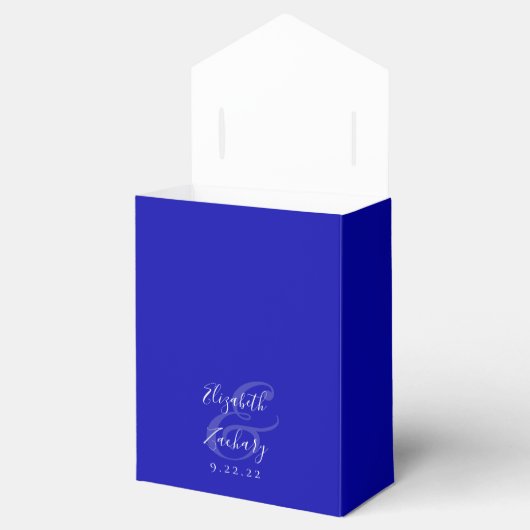 Modern Royal Blue Silver Glitter Wedding Bedankdoosjes (Geopend)