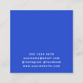 Modern Royal Blue Trendy minimalist Simple Vierkante Visitekaartje (Achterkant)