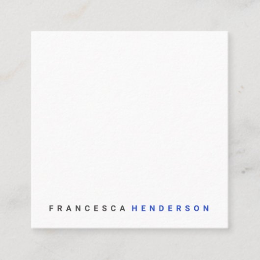 Modern Royal Blue Trendy minimalist Simple Vierkante Visitekaartje (Voorkant)