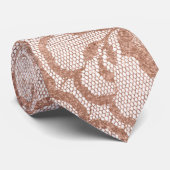 Modern Royal Roze Rose Gold Powder Lace Stropdas (Opgerold)