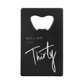 Modern Roze 30e Dertigste verjaardagsfeestje Creditkaart Flessenopener (Achterkant)