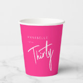Modern Roze 30e Dertigste verjaardagsfeestje Papieren Bekers (Achterkant)