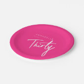 Modern Roze 30e Dertigste verjaardagsfeestje Papieren Bordje (Gekanteld)