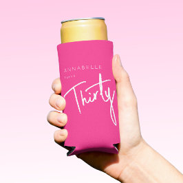 Modern Roze 30e Dertigste verjaardagsfeestje Seltzer Blikjeskoeler