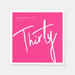 Modern Roze 30e Dertigste verjaardagsfeestje Servet