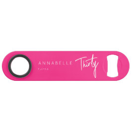 Modern Roze 30e Dertigste verjaardagsfeestje Speed Flessenopener