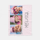 Modern Roze 3 Fotonaam Fleece Deken (Voorkant)