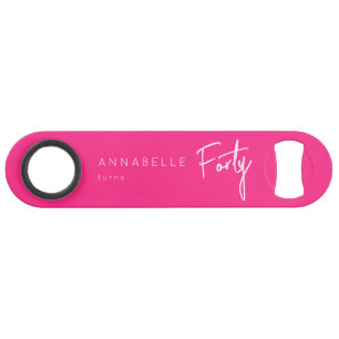 Modern Roze 40e Veertigste verjaardagsfeestje Speed Flessenopener