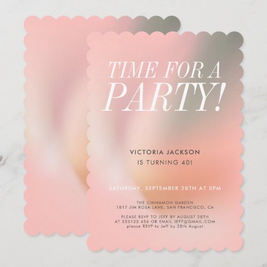 Modern Roze 40e verjaardagsfeestje Kaart (Voorkant / Achterkant)
