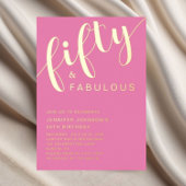 Modern roze 50ste verjaardag Vijftig en fantastisc Folie Uitnodiging