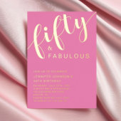 Modern roze 50ste verjaardag Vijftig en fantastisc Folie Uitnodiging