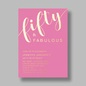 Modern roze 50ste verjaardag Vijftig en fantastisc Folie Uitnodiging