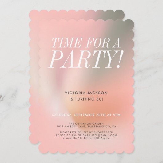 Modern Roze 60ste verjaardagsfeestje Kaart (Voorkant / Achterkant)