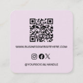 Modern Roze Aangepaste Logo Sociale Iconen QR Code Vierkante Visitekaartje (Achterkant)