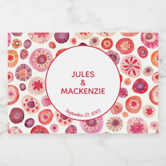 Modern Roze Abstract Bruiloft Sparkling Wijnetiket (Enkel label)