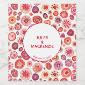 Modern Roze Abstract Bruiloft Wijn Etiket (Enkel label)