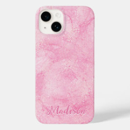Modern Roze Abstract Glitter Personaliseerd Case-Mate iPhone 14 Hoesje