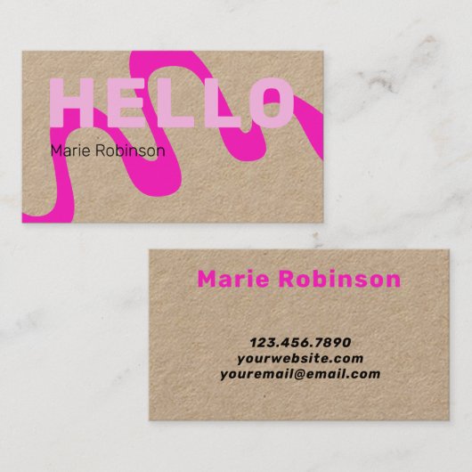 Modern Roze Abstractste Hallo Wave Visitekaartje (Voorkant / Achterkant)