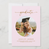 Modern roze Afstuderen foto Afstuderen Aankondiging (Voorkant)