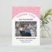 Modern Roze Afstuderen Foto Hartelijk dank Bedankkaart (Staand voorkant)