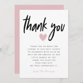 Modern roze Baby shower Bedankkaart (Voorkant / Achterkant)