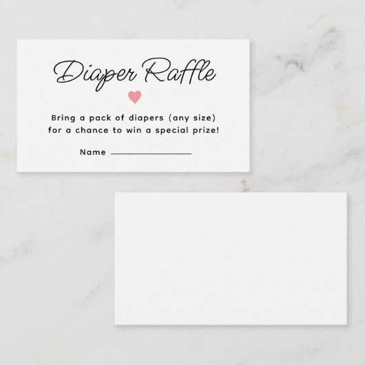 Modern Roze Baby shower Luier Raffle Ticket Informatiekaartje (Voorkant / Achterkant)