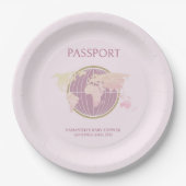 Modern roze Baby shower met paspoortthema Papieren Bordje (Voorkant)