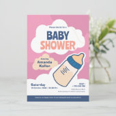 Modern Roze Baby shower Uitnodiging (Staand voorkant)