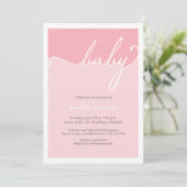 Modern Roze Baby shower van het Manuscript van de  Kaart (Staand voorkant)
