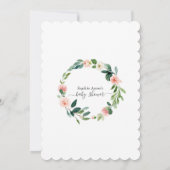 Modern Roze Baby shower voor Floral Calligrafie Kaart (Achterkant)