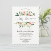 Modern Roze Baby shower voor Floral Calligrafie Kaart (Staand voorkant)