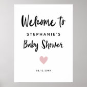 Modern roze Baby shower Welkomstteken Poster (Voorkant)