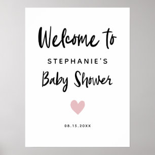 Modern roze Baby shower Welkomstteken Poster